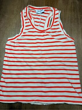 LNA Clothing Orange & White Striped Racerback Tank